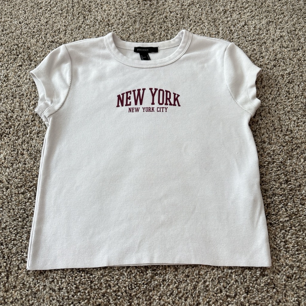 White Shirt with New York Print